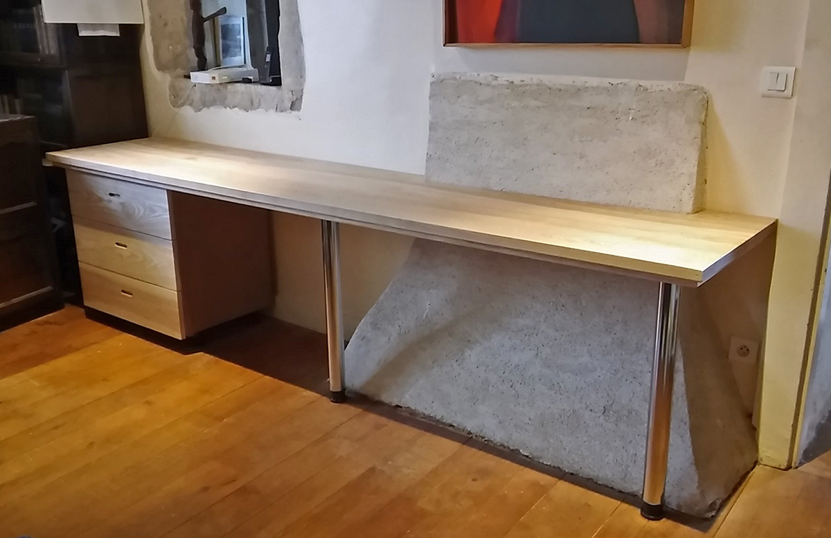 Bureau sur mesure - chêne et frêne massif